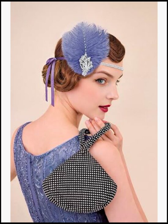 1920s Feather Headpiece Flapper Headband Great Gatsby Vintage Costume Accessory main image 6